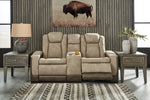 Next-Gen DuraPella Modern Sand Faux Leather Power Recliner Loveseat