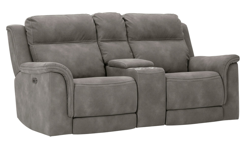 Next-Gen DuraPella Slate Faux Leather Power Recliner Loveseat