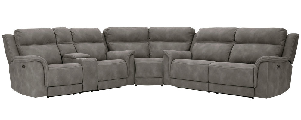 Next-Gen DuraPella Slate Faux Leather Power Recliner Sectional Sofa