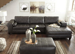 Nokomis 2-Pc Charcoal Faux Leather RAF Sectional Sofa