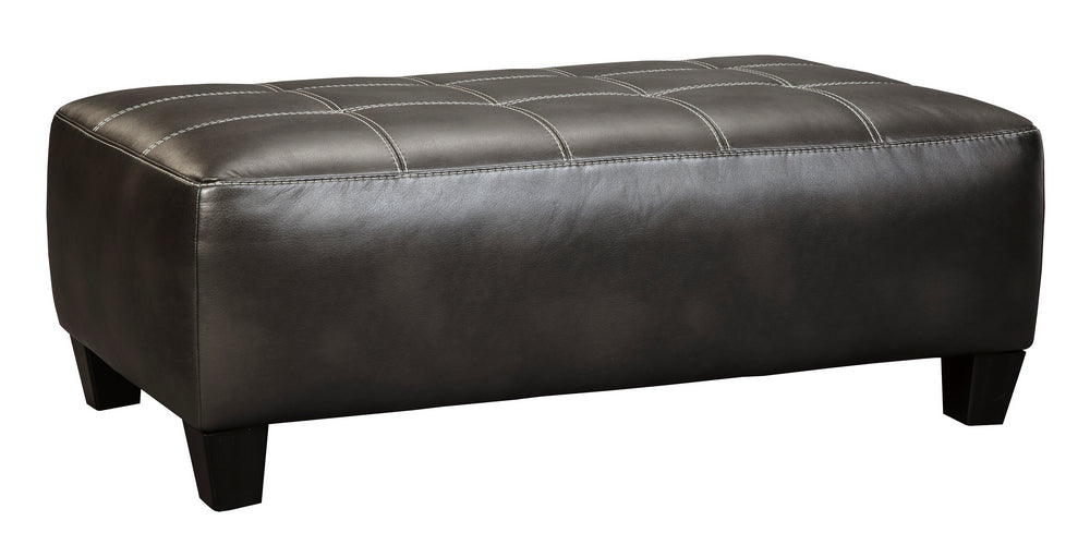 Nokomis Charcoal Faux Leather Oversized Accent Ottoman