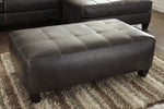 Nokomis Charcoal Faux Leather Oversized Accent Ottoman