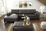 Nokomis Charcoal Faux Leather Oversized Accent Ottoman