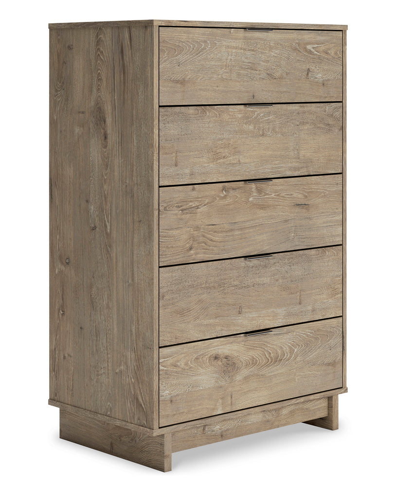 Oliah Natural Tone Wood 5-Drawer Chest