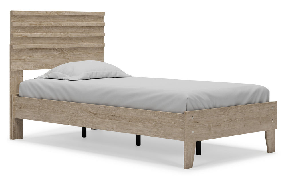 Oliah Natural Tone Wood Twin Platform Bed with Headboard