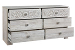 Paxberry Replicated Whitewash Wood 6-Drawer Dresser