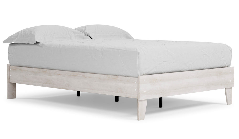 Paxberry Replicated Whitewash Wood Full Platform Bed Aetna Stores