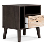 Piperton Natural/Black Wood 1-Drawer Nightstand