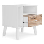 Piperton Natural/White Wood 1-Drawer Nightstand