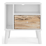 Piperton Natural/White Wood 1-Drawer Nightstand