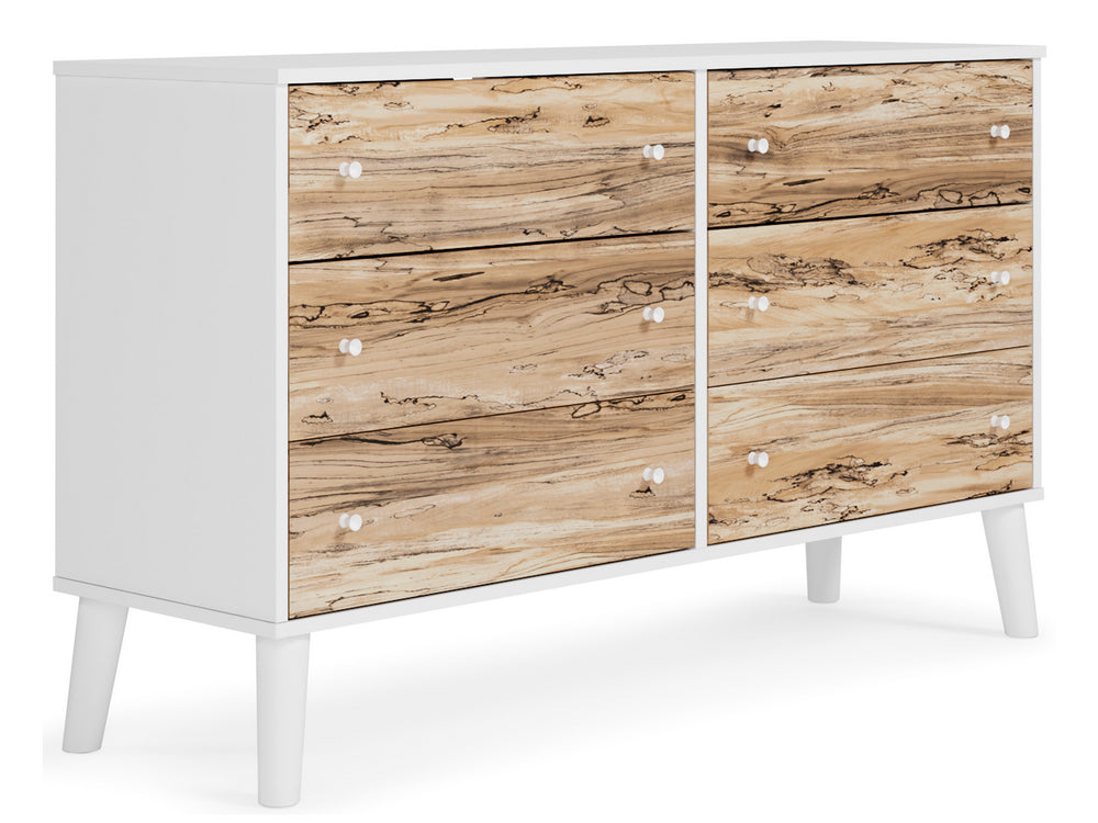 Piperton Natural/White Wood 6-Drawer Dresser