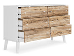 Piperton Natural/White Wood 6-Drawer Dresser