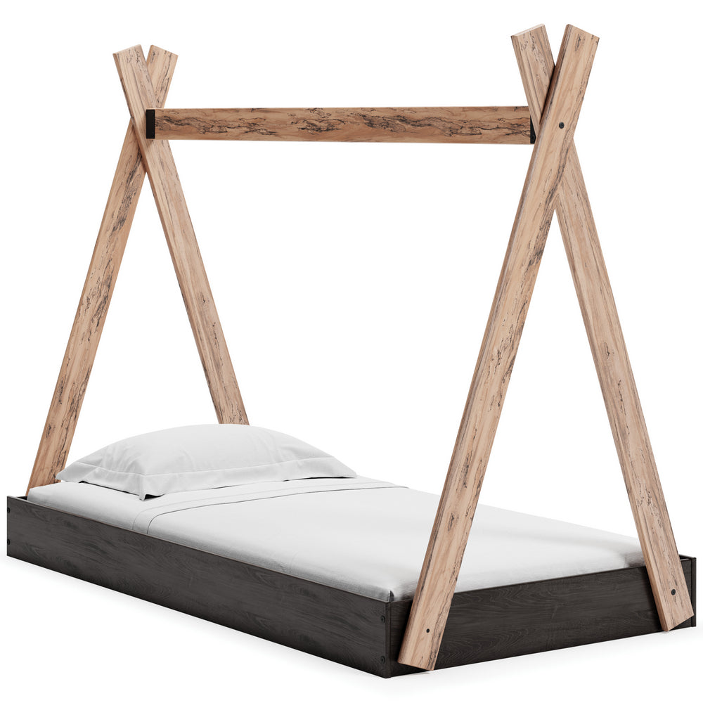 Piperton Natural/Black Wood Twin Tent Bed