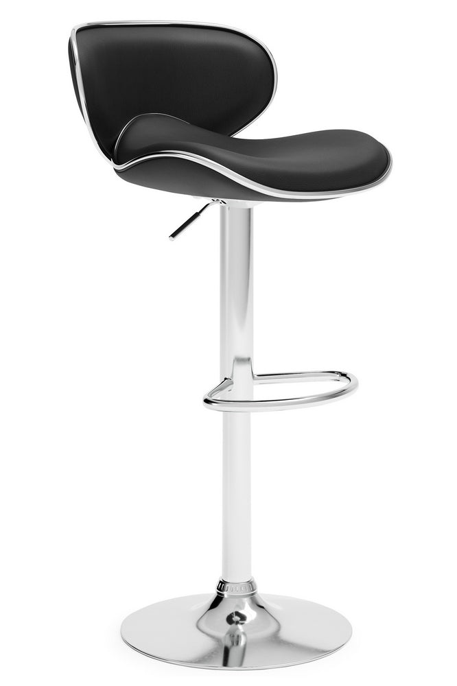 Pollzen Modern 2 Black Faux Leather Swivel Bar Stools