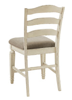 Realyn 2 Neutral Fabric/Chipped White Wood Counter Height Chairs