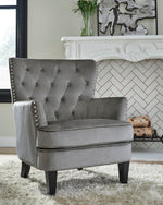 Romansque Gray Velvet Accent Chair