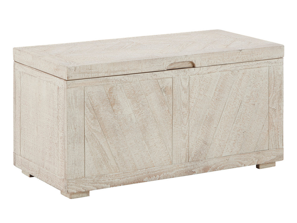 Ryker Distressed White Wood Storage Trunk