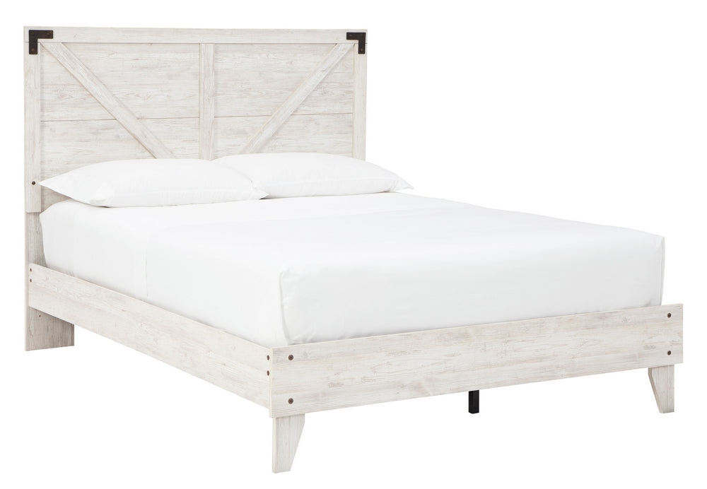 Shawburn Whitewash Wood Queen Platform Bed with Headboard