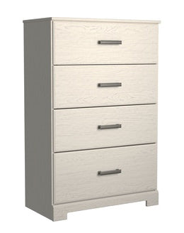 Stelsie White Wood 4-Drawer Chest