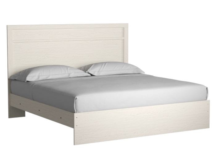 Stelsie White Wood King Panel Bed