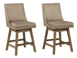 Tallenger 2 Beige Swivel Bar Stools