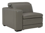 Texline Gray Leather Power Recliner Sofa