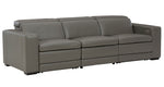 Texline Gray Leather Power Recliner Sofa