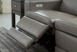 Texline Gray Leather Power Recliner Sofa