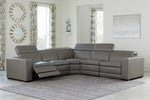 Texline 6-Pc Gray Leather Power Recliner Sectional Sofa