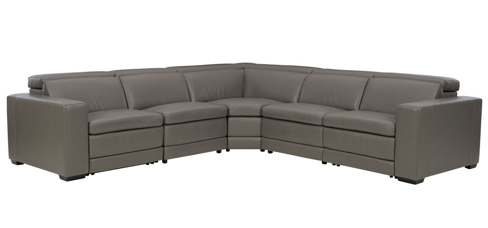 Texline 6-Pc Gray Leather Power Recliner Sectional Sofa