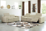 Texline Sand Leather Power Recliner Loveseat