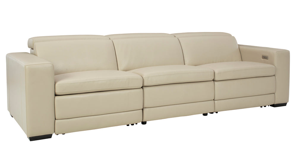 Texline Sand Leather Power Recliner Sofa