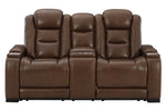 The Man-Den Mahogany Power Recliner Loveseat