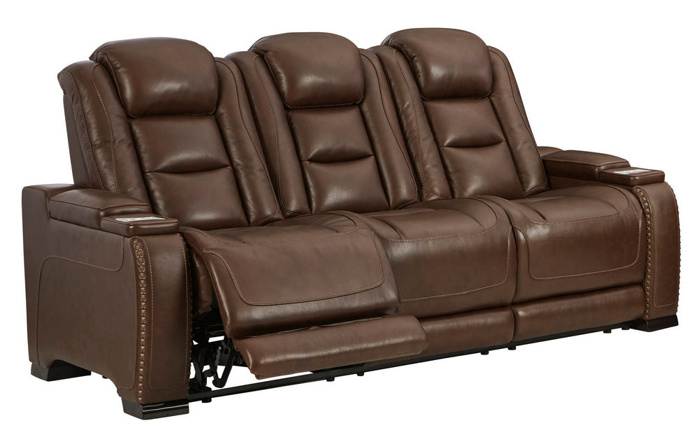 The Man-Den Mahogany Power Recliner Sofa