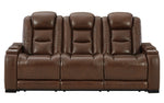 The Man-Den Mahogany Power Recliner Sofa