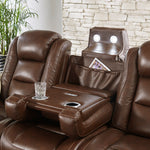 The Man-Den Mahogany Power Recliner Sofa