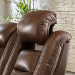 The Man-Den Mahogany Power Recliner Sofa