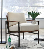 Tilden Ivory Fabric/Brown Wood Accent Chair