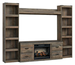 Trinell Brown Wood Entertainment Center with Infrared Fireplace Insert