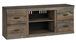 Trinell Brown Wood Entertainment Center with Infrared Fireplace Insert