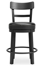 Valebeck Black Wood Swivel Bar Stool