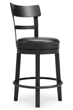 Valebeck Black Wood Swivel Bar Stool