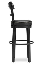 Valebeck Black Wood Tall Swivel Bar Stool