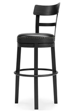 Valebeck Black Wood Tall Swivel Bar Stool