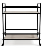 Waylowe Tan Melamine/Black Metal Bar Cart