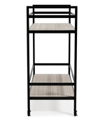 Waylowe Tan Melamine/Black Metal Bar Cart