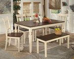 Whitesburg 6-Pc Brown/Cottage White Wood Dining Table Set