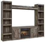 Wynnlow Gray Wood Entertainment Center with Infrared Fireplace Insert