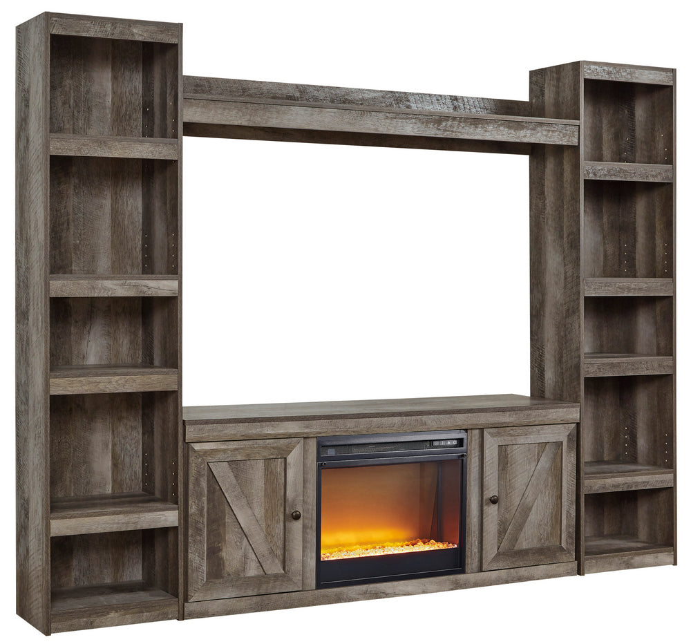 Wynnlow Gray Wood Entertainment Center with Fireplace Insert