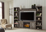 Wynnlow Gray Wood Entertainment Center with Infrared Fireplace Insert